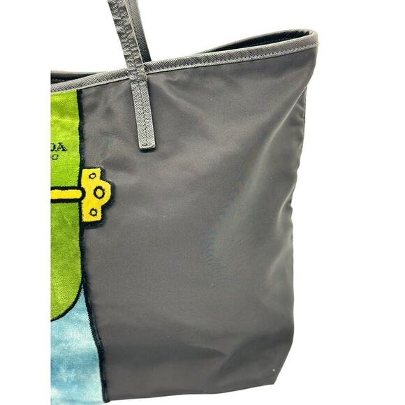 Prada Cahier Nylon Trompe L’oeil Tote*Awesome vintage tote*Mixed media velvet - Picture 11 of 16